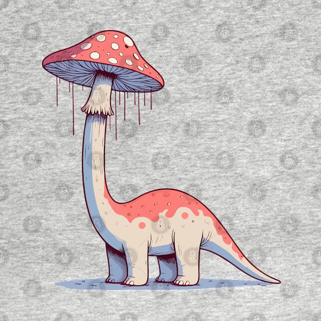 Funny simple Mushroom Hat Dinosaur Brontosaurus by TomFrontierArt